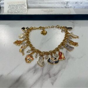 The Bradford Exchange Gold-tone Cat Enamel Charm Bracelet with Multicolor Cats